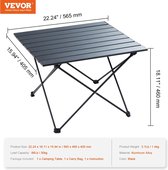 NewWave® - Table Pliante de Camping Zwart - Pliable - Table de Plage avec Sac de Transport - Table de Pique-Nique - Portable - Aluminium