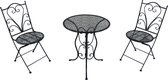 AXI Eloise 3-delige metalen Bistroset Gestanst Antraciet – Gepoedercoat metalen frame – Balkonset 2 stoelen en tafel