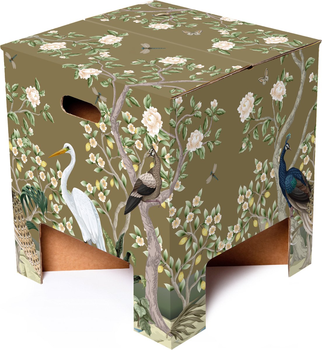 Dutch Design Brand - Dutch Design Chair - kartonnen krukje - Goud - Vogels - Pauw - Chinoiserie - Golden Paradise