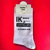 Oom - Je wordt Bonus Oom - Gift - Zwanger - Verrasing voor oom Sokken met tekst - Witte sokken - Cadeau voor man - leuke Oom cadeautje - Kado - Sokken - LuckyDay Socks - Maat 37-44