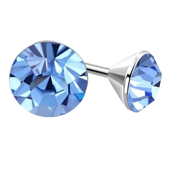 Aramat Jewels - Elegante - Oorknopjes - Rond - Lichtblauw Kristal - Roestvrij Staal - Chique Sieraad - 3mm - Luxe Accessoire - Kristallen - Mode - Unisex - Cadeau - Speciale Gelegenheden