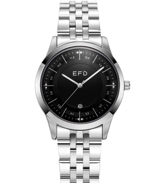 EFD Watch S01 - Heren Horloge - Zilver Zwart Design - Horloges voor Mannen