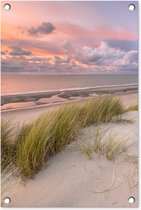 Tuindecoratie Strand - Zee - Duin - Nederland - Roze - 40x60 cm - Tuinposter - Tuindoek - Buitenposter