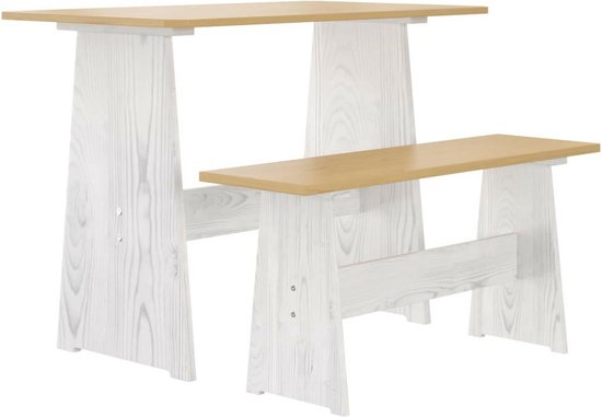 vidaXL-Eettafel-met-bankje-massief-grenenhout-honingbruin-en-grijs