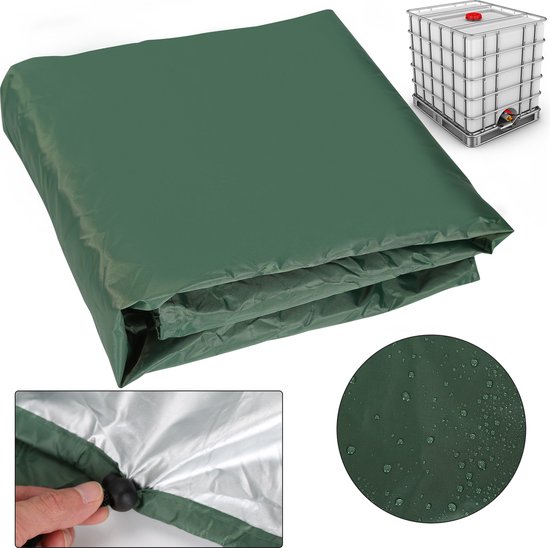 IBC tankhoes, anti-uv-beschermhoes voor watertank 1000 liter, beschermende afdekking, geschikt IBC-tankaccessoires, beschermzeil, regenwatertank container cover, 120 x 100 x 116 cm, zwart