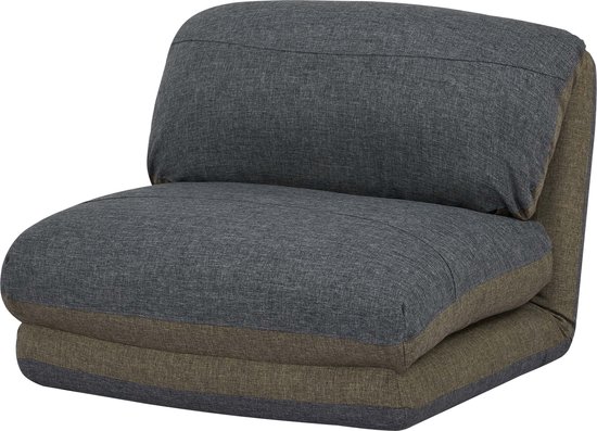 Slaapbank MCW-E68, slaapbank functionele fauteuil inklapbare fauteuil, stof/textiel ~ kaki/donkergrijs