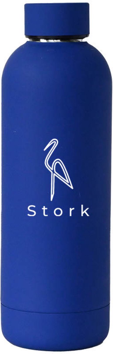 Stork Thermosfles 500 ml blauw Design - Luxe - Thermo - Travel - RVS - Stijlvol - drinkfles - mat - Thee - Koffie - Water - fles - waterfles