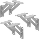 ML-Design 6 stuks plankdrager 120x120 mm, zilver, aluminium, zwevende plankdrager, plankdrager, wanddrager voor plankdrager, plankdrager voor wandmontage, wandplankdrager plankdrager