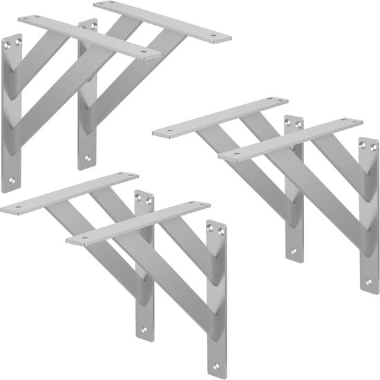 Plankdrager Radiator ML-Design 6 stuks plankdrager 240x240 mm, zilver, aluminium, zwevende ...