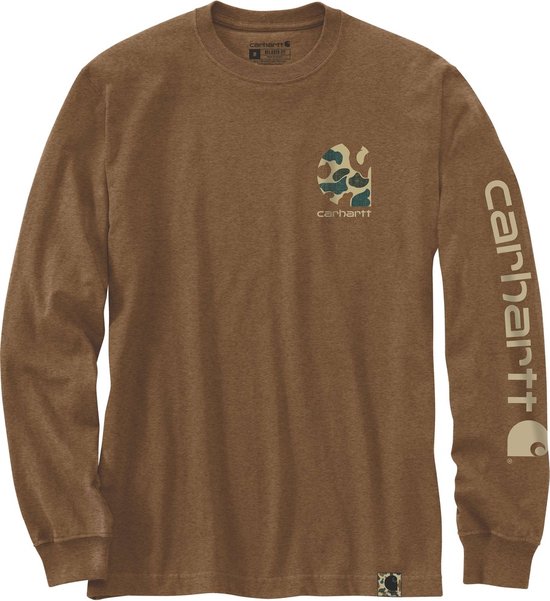 Carhartt Longsleeve Camo Logo Graphic L/S T-Shirt Oiled Walnut Heather-M