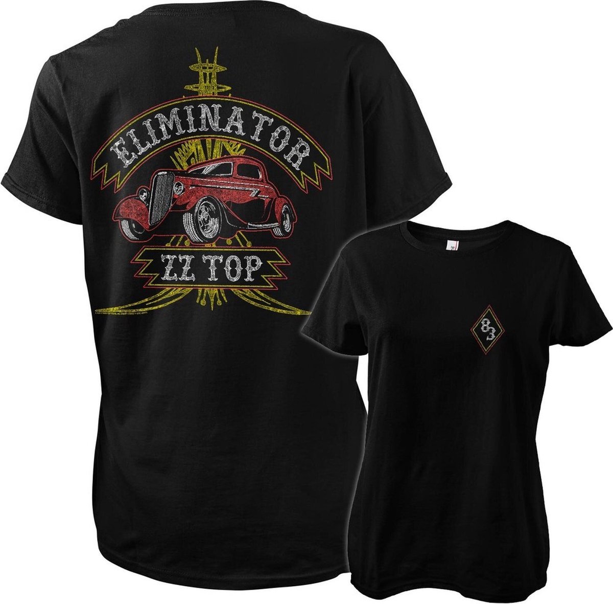 ZZ Top Damen Pinstripe Eliminator 83 Girly Tee Black-XL