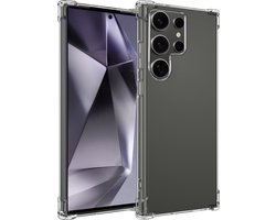 Hoesje - Geschikt voor Samsung Galaxy S24 Ultra - Sterk & Shockproof - Siliconen Shock Case - Hoes Cover - Telefoonhoes - Transparant