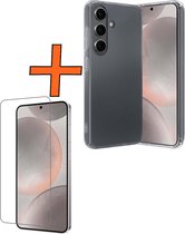 Hoesje Geschikt voor Samsung S24 Hoesje Siliconen Cover Case Met Screenprotector - Hoes Geschikt voor Samsung Galaxy S24 Hoes Back Case - Transparant