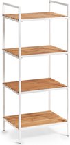Zeller Badkamerkastje - 4 planken - wit - hout - 39 x 95 cm