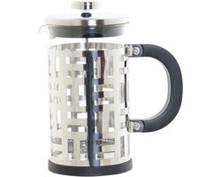 Cafetiere French Press koffiezetter zwart met inox 600 ml - Koffiezetapparaat voor verse koffie