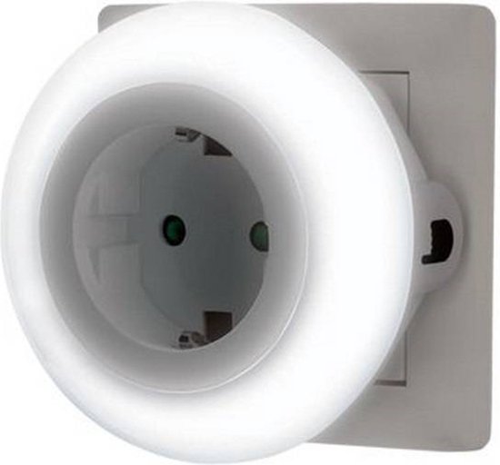 Grundig LED Nachtlamp met lichtsensor - 2x - 230v - kinderkamer - met extra stopcontact - energiebesparend - 