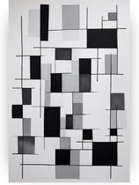 Zwart wit abstract schilderij - Zwart wit schilderij op glas - Glas schilderijen slaapkamer - Landelijke schilderijen - Acrylglas schilderijen - Muurdecoratie - 80 x 120 cm 5mm
