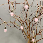 Design407 - Paaseitjes Veertjes Licht Roze 6 stuks - 4 cm - Glas - Pasen - Voorjaar - Lente - Paasdecoratie - Paasversiering - Paastak - Decoratie - Paashaas - Paaseieren - Paaseitjes