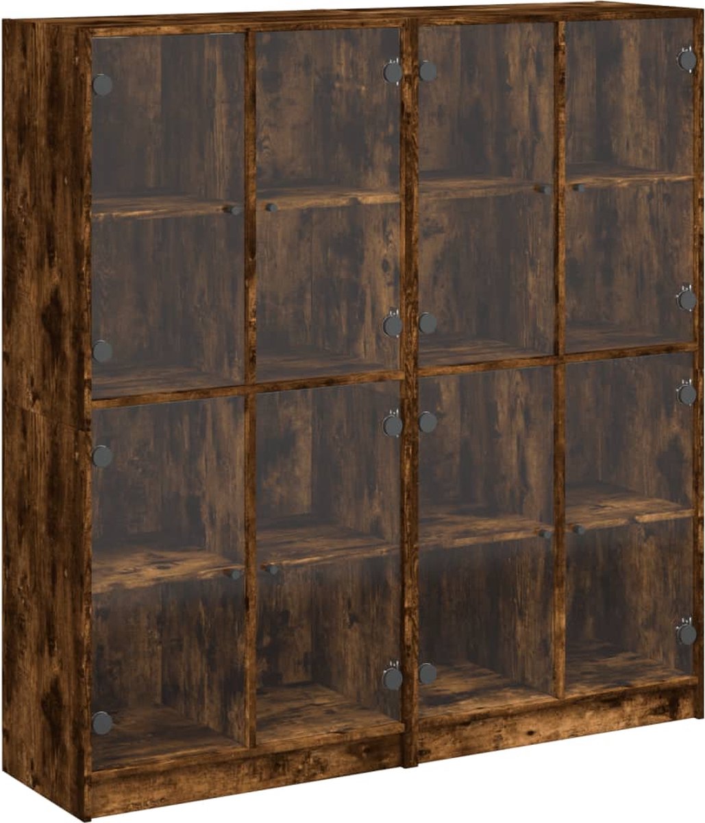 vidaXL - Boekenkast - met - deuren - 136x37x142 - cm - hout - gerookt - eikenkleurig