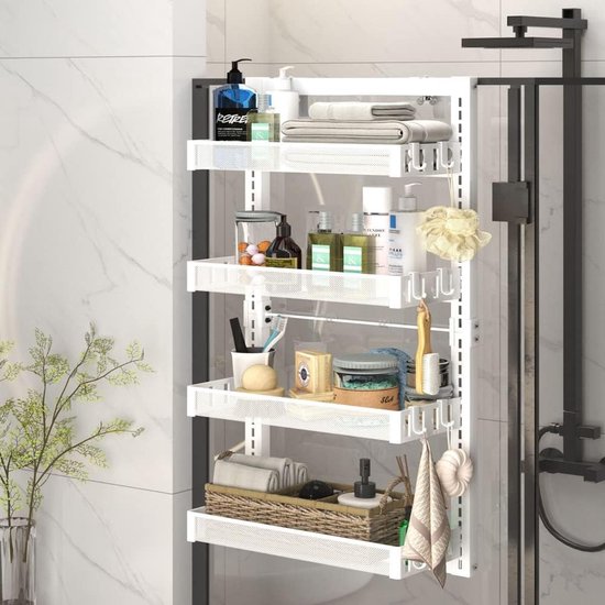 Joseph Joseph EasyStore Self-Draining Large Shower Shelf with Removable Mirror - White