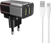 LDNIO - A2206 - Chargeur rapide Dual USB 2,4 A - Chargeur avec Adapté pour : Câble Micro USB Adapté pour : Samsung Galaxy / Nokia / Motorola / Huawei / Oppo / LG