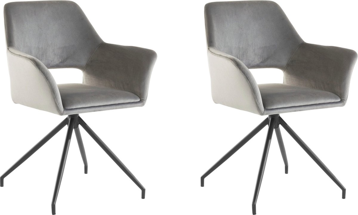 Vera-Fauteuil - Grijs Fluweel - Set van 2