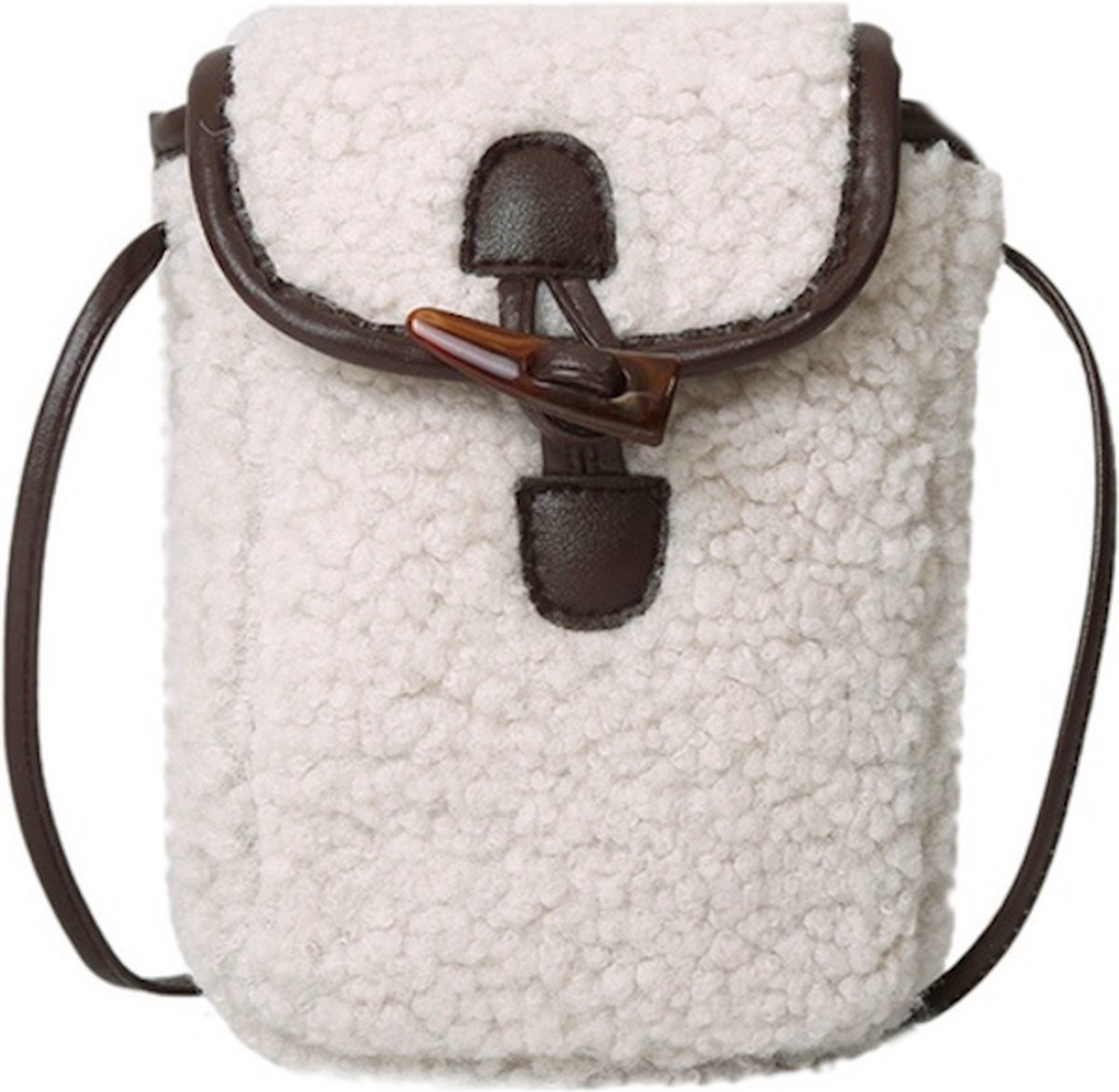 Telefoon Tasje - Teddy Crème | Polyester | 20 x 16 x 5 cm | Fashion Favorite
