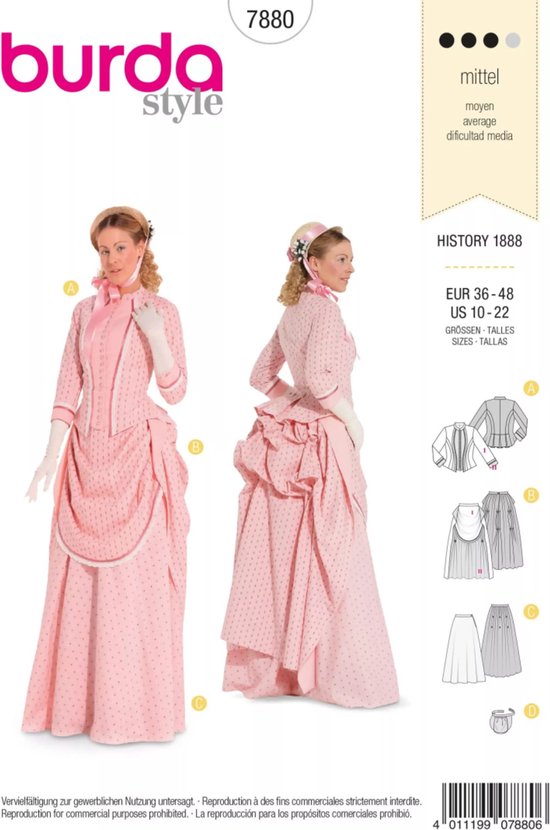 Burda Naaipatroon 7880 - Historische jurk uit 1888 - 