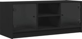 vidaXL-Tv-meubel-met-glazen-deuren-102x37x42-cm-zwart