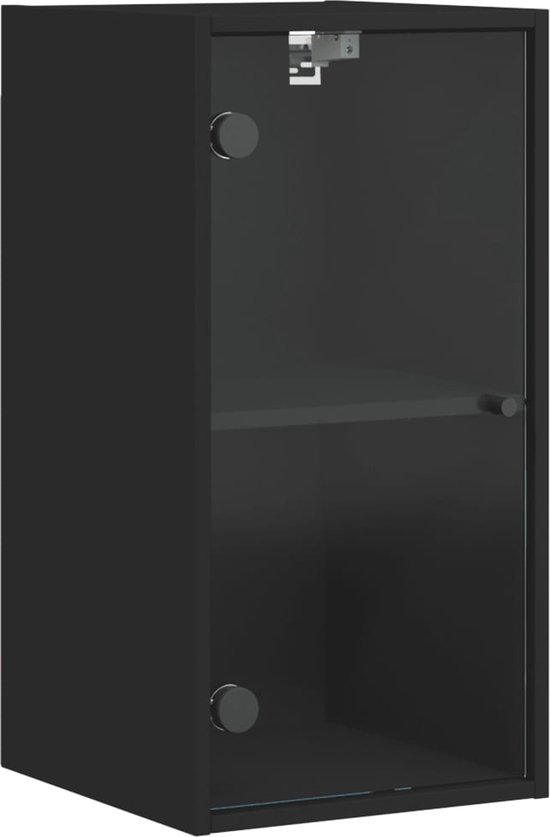 vidaXL - Wandkast - met - glazen - deuren - 35x37x68,5 - cm - zwart