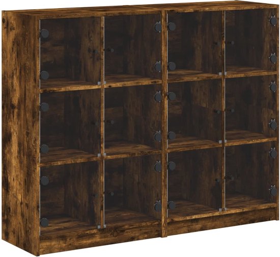 vidaXL-Boekenkast-met-deuren-136x37x109-cm-hout-gerookt-eikenkleurig