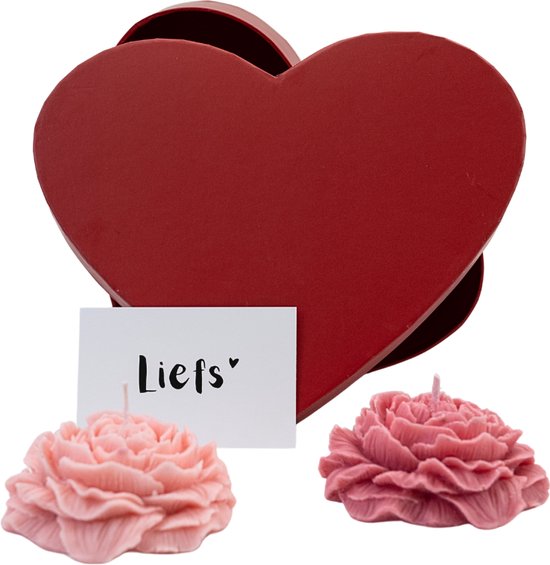 Sparkly Candles | Valentines Box Roses Red | 100% Natuurlijk & Handgemaakt van Sojawas | Valentijn Cadeau