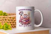 Mok Happiness is Coffee and a good Book - BookLovers - Gift - Cadeau - Readers - Bookworms - Bookish - Boekenliefhebbers - Lezers - Boekenwormen - Boekverslaafd