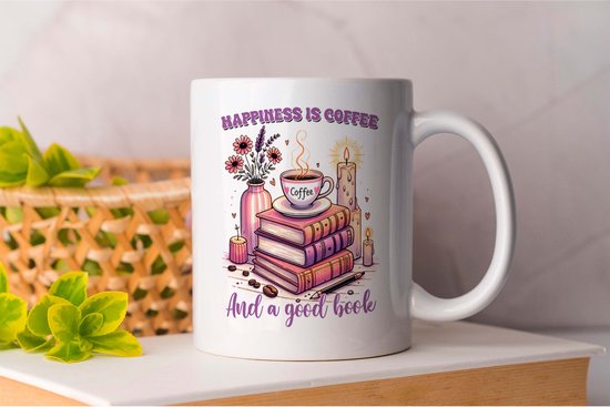 Mug Le Happiness est un Coffee et un bon livre - BookLovers - Cadeau - Cadeau - Lecteurs - Bookworms - Bookish - Book Lovers - Readers - Bookworms - Book Addicted