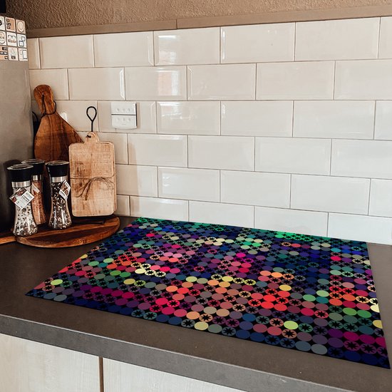 KitchenYeah® Inductie beschermer 75x52 cm - Sterren - Regenboog - Stippen - Geometrie - Design - Kookplaataccessoires - Afdekplaat voor kookplaat - Inductiebeschermer - Inductiemat - Inductieplaat mat