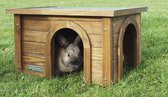 Knaagdierhuis voor konijnen (huis van spiesspar, met weerbestendig bitumendak, twee ingangen voor een goede houding