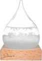 MikaMax Stormglas Small - Donderglas - Barometer - Weerglas - Weerstation - Weervoorspeller - Voorspelt het Weer - Incl. Houten Standaard - ø 8 x 11 cm