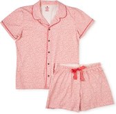 Little Label - klassieke zomer pyjama - roze luipaard - bio katoen - XL/42