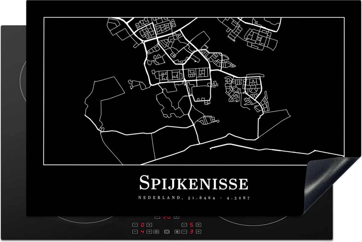 Inductie beschermer - Inductie Mat - Kookplaat beschermer - Plattegrond - Kaart - Spijkenisse - Stadskaart - Inductie beschermer - Inductie Mat - Kookplaat Beschermer - 80.2x52.2 cm - Afdekplaat inductie - Inductiebeschermer