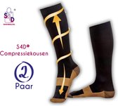 S4D® - Compressiekousen - Steunkousen - Compressie Sokken Voor Sporten, Werken of Reizen - Optimaal Comfort en Prestatie - Maat 40 tot 45 (L/XL) - 2 Paar !