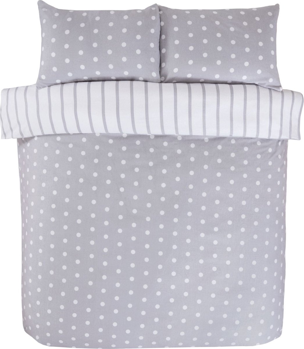 So Soft dekbedovertrek Spots & Stripes - Grijs - microvezel - tweepersoons - 200x200 cm - 50x75 cm kussenslopen