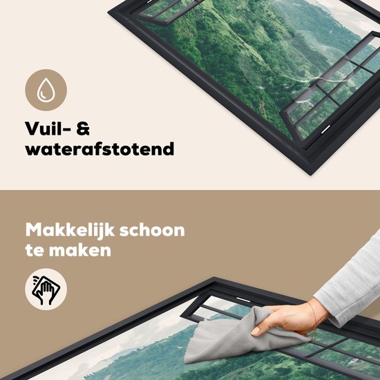 KitchenYeah® Inductie beschermer 81.6x52.7 cm - Doorkijk - Berg - Boom - Kookplaataccessoires - Afdekplaat voor kookplaat - Inductiebeschermer - Inductiemat - Inductieplaat mat
