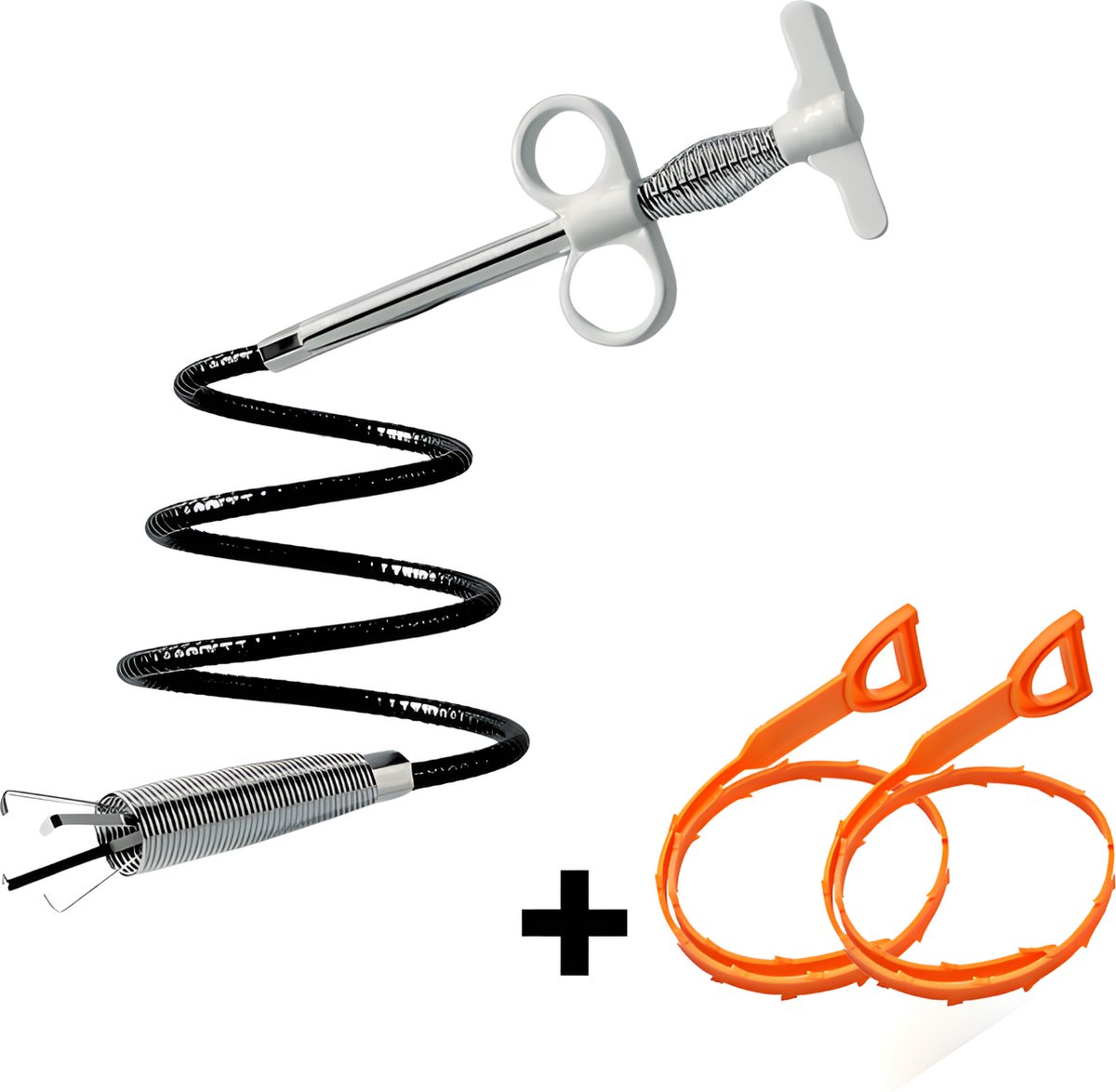 Gootsteen Ontstopper Complete Set - Ontstopping - Ontstoppingsveer 160 cm - Voor Ontstoppen Afvoer, Gootsteen, Verstopte WC en Riool - Drain Cleaner, Set van 3