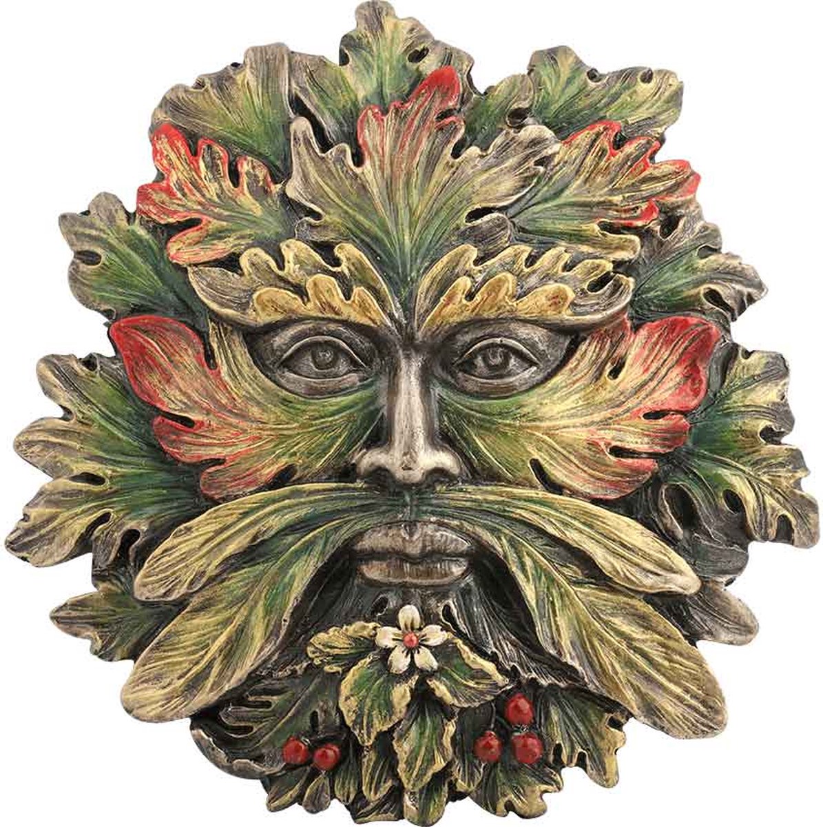 Veronese Design - Groene Man SUMMER SOLSTICE (mini) Wandornament - (bxhxd) ca. 12,5cm x 12,5cm x 1,0cm