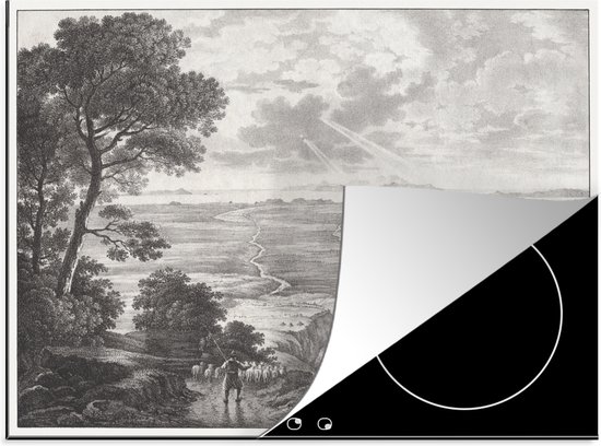 KitchenYeah® Inductie beschermer 77x59 cm - Een illustratie van het uitzicht vanaf Ida op Kreta - Kookplaataccessoires - Afdekplaat voor kookplaat - Inductiebeschermer - Inductiemat - Inductieplaat mat