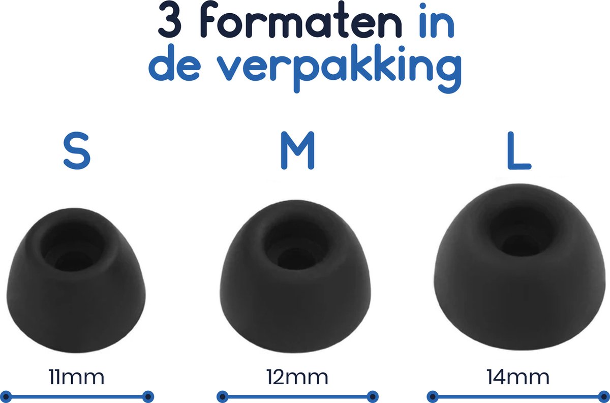 Ibley ComfortFit Siliconen oortips voor Samsung Galaxy Buds 2 Pro zwart - Siliconen Earplug - S/M/L formaat - 3 paar - 3 maten – foto 5
