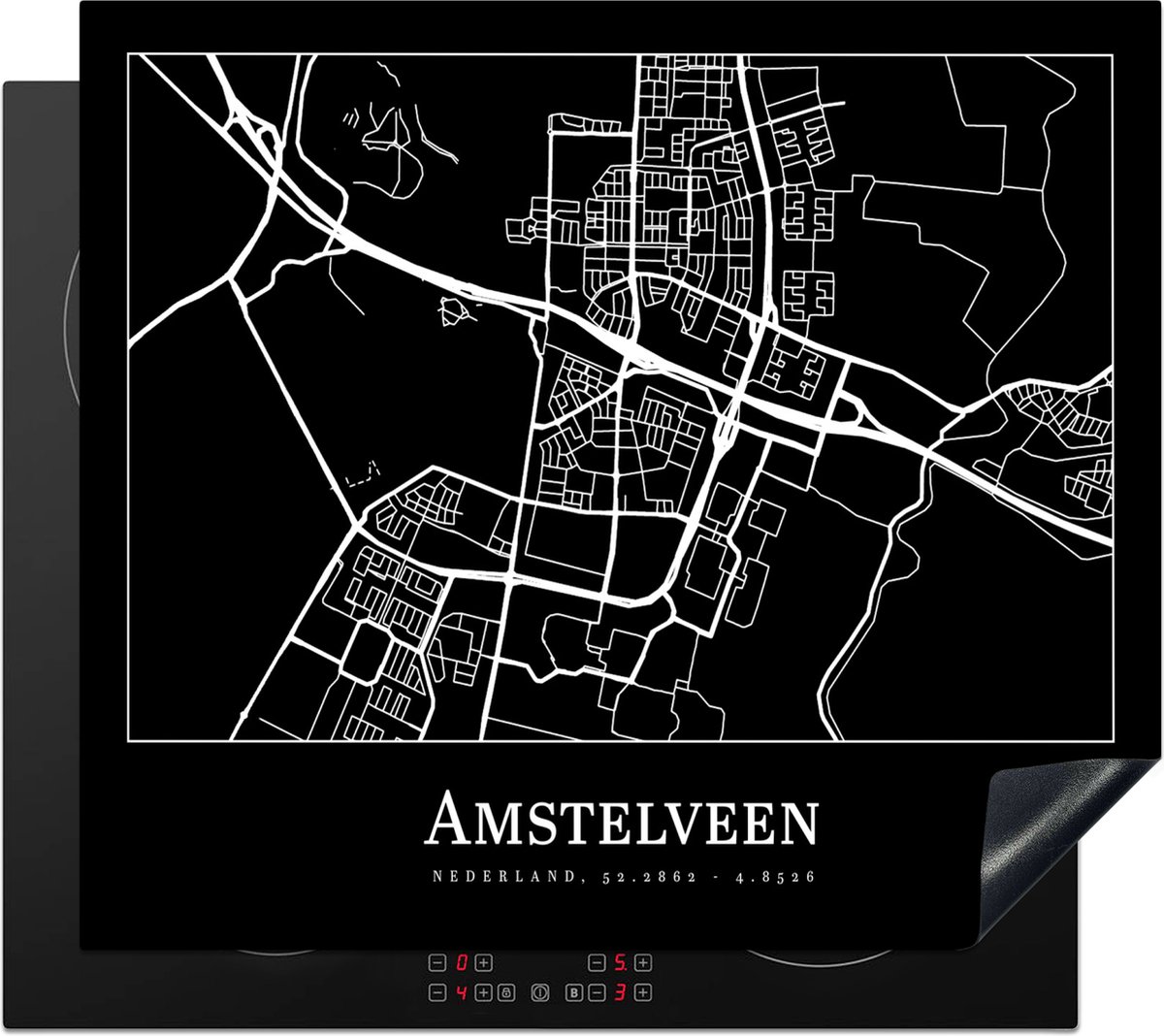 Inductie beschermer - Inductie Mat - Kookplaat beschermer - Stadskaart - Plattegrond - Kaart - Amstelveen - Inductie beschermer - Inductie Mat - Kookplaat Beschermer - 59x52 cm - Afdekplaat inductie - Inductiebeschermer