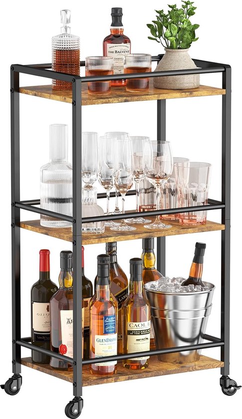 Lifewit Drankwagen, 3 Etages Barwagen met Vergrendelbare Wielen, 12
