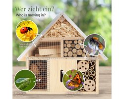 Wildlife Home - Insectenhotel met metalen dak - Schuil en nestplaats voor wilde bijen, lieveheersbeestjes, vlinders, gaasvliegen en andere nuttige insecten