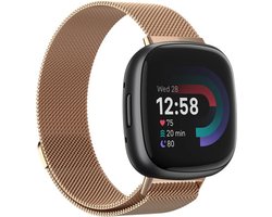 Strap-it Smartwatch bandje - Milanees bandje - geschikt voor Fitbit Versa 4 / Fitbit Sense 2 - rosé goud - Maat: Maat L